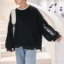 Hàn Quốc ulzzang cổng gió lỗ chic áo len nam Hàn Quốc phiên bản của thủy triều sinh viên lỏng bf Harajuku phong cách vài áo khoác áo hoodie loang màu Áo len