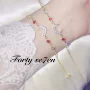 925 sterling bạc mạ vàng mới may mắn may mắn vòng đeo tay màu đỏ vòng chân ruby ​​zircon retro ánh sáng sang trọng - Vòng chân vòng chân cá chép nữ