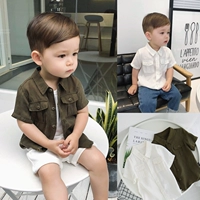 Chenchen Mẹ Bé Kids Bé Mùa Hè Đẹp Trai Pocket Trai Áo Sơ Mi Ngắn Tay Áo Mỏng Bé Áo Khoác Áo Khoác quần áo trẻ em 10 tuổi