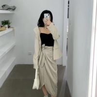 Длинный ремень, длинная юбка, 2020, в корейском стиле, средней длины, высокая талия