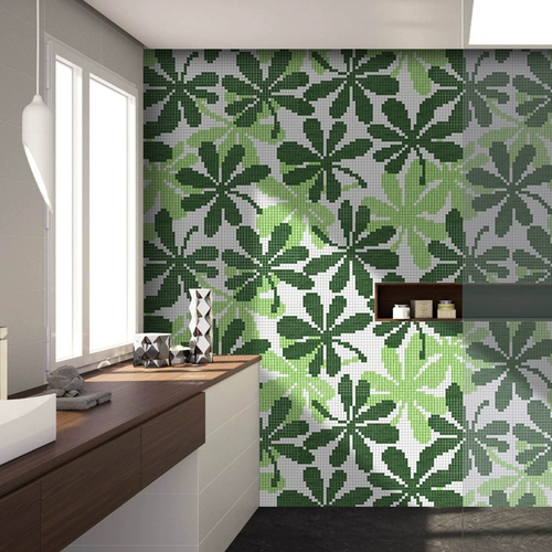Сельский стиль зеленый стеклянный мозаичный пазл плитка ванная комната ванная комната настенная плитка фон стены настройка настройка
