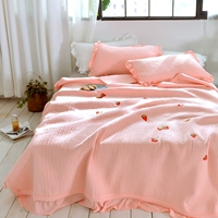 Màu rắn rửa bông giường bao gồm ba mảnh Hàn Quốc giường bao gồm duy nhất mảnh chần bông tấm người đàn ông quilt giường bìa ga giường cưới