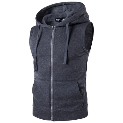 Túi zip của nam giới đan áo trùm đầu vest người đàn ông mồ hôi thường đội mũ trùm đầu vest áo vest nam hàn quốc Dệt kim Vest