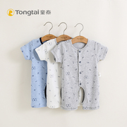 Tong Taixia bé bông ngắn tay áo len jumpsuit 66-90 cm chàng trai và cô gái nửa tay áo khoác romper mỏng