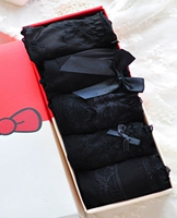 Đồ lót màu đen đơn giản của Hàn Quốc, hộp quà tặng, đồ lót ren nhỏ tươi Nhật Bản, eo thấp, mùa hè quần lót đúc 