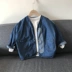 Sản phẩm dành cho trẻ em màu xanh lá cây | Mùa xuân 2020 Trẻ em Hàn Quốc Áo khoác denim Nhật Bản áo khoác dày thời trang áo khoác cardigan - Áo khoác Áo khoác