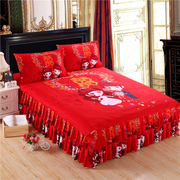 Mới cưới giường váy bốn mảnh bông quilt cover lớn màu đỏ đám cưới giường 1,8 m giường bao gồm giường bao gồm giường bìa