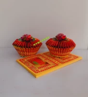 Маленький двойной линейный лотос золотой оригами 80 штук