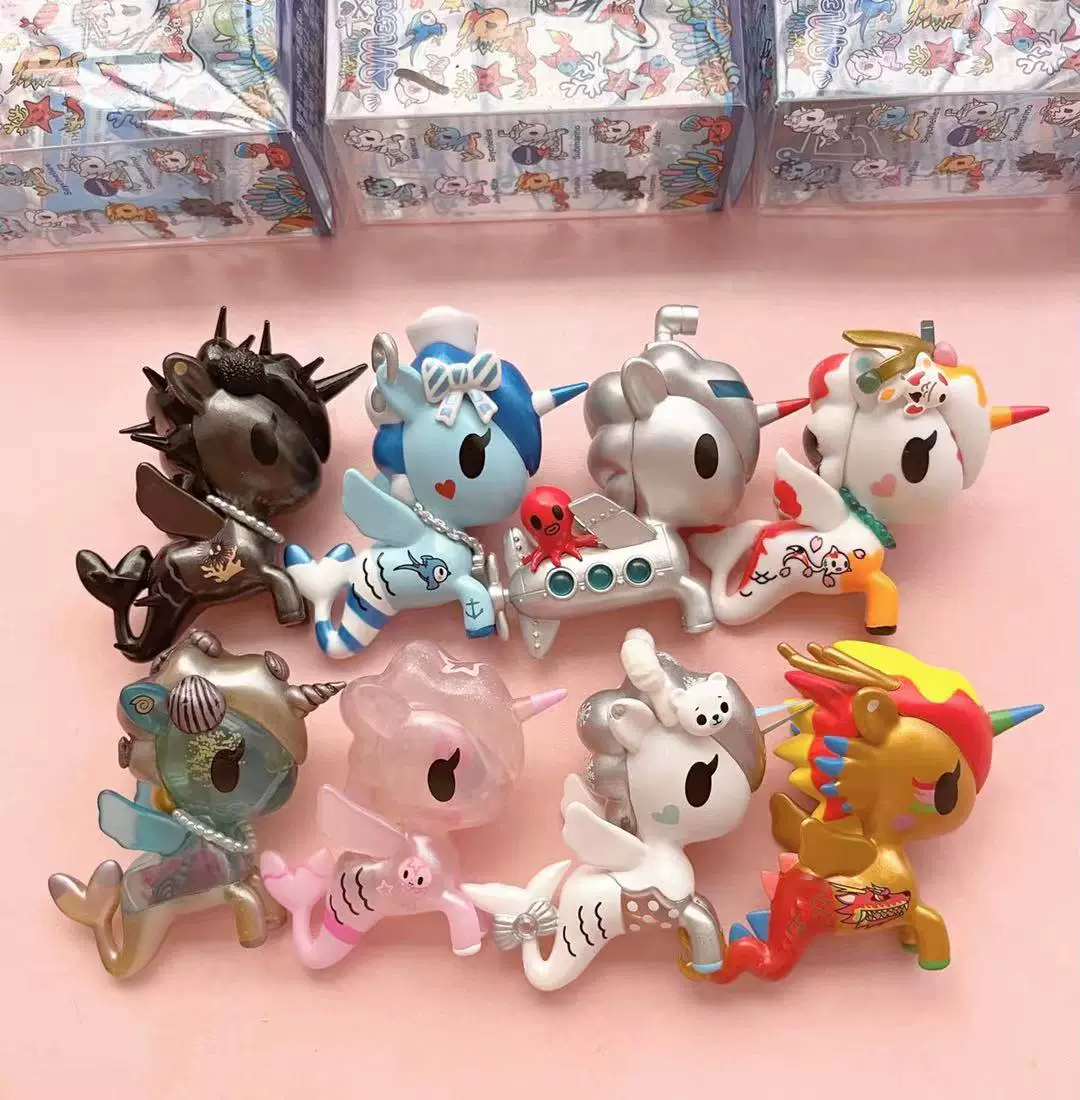 Tokidoki 1.2.3 поколения красивой русалки единорога зверь вода мать темно-синий ракушка раковина подводная лодка белый медведь