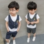 Quần áo trẻ em cậu bé phù hợp với 2018 mùa hè mới trẻ em đẹp trai vest giả ba mảnh nhỏ và vừa bé Hàn Quốc phiên bản bộ thời trang trẻ em cao cấp