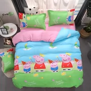 Pig Peggy Peggy Trẻ Em Phim Hoạt Hình 1.5 1.8 Bốn mảnh quilt cover sheets Ký Túc Xá Sinh Viên 1.2 m ba mảnh