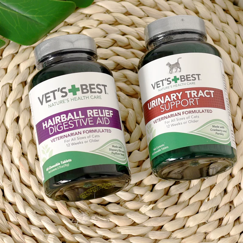 [美国绿十字维倍思猫草片泌尿片猫咪专用vetsbest化毛膏毛球猫草粒]