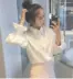 Thu đông 2017 mới buông tay trắng phồng tay áo lồng đèn tay áo sơ mi Hàn Quốc phiên bản áo đơn giản nữ sinh viên Áo sơ mi