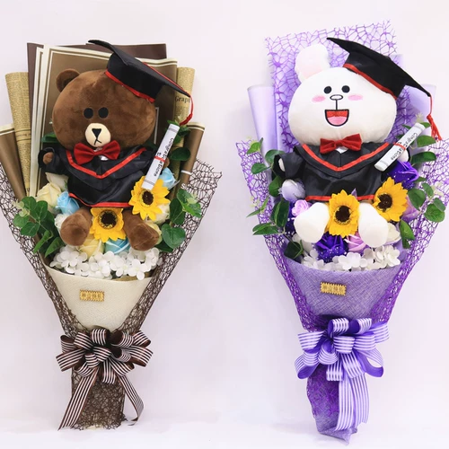 Кукла, кролик, подарочная коробка, букет, подарок на день рождения