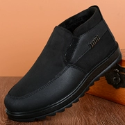 Giày vải Bắc Kinh mùa đông giày cotton nam cộng với nhung dày ấm áp không trơn trượt đế mềm trung niên giày cao gót