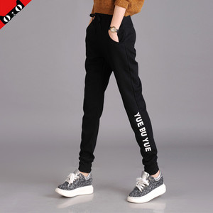 Mùa thu bông chân mỏng quần thể thao nữ sinh viên quần kích thước lớn Harlan Wei quần lỏng đóng quần âu