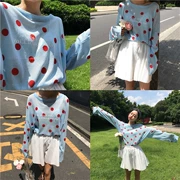 Hàn quốc đầu mùa thu sản phẩm mới dễ thương nhỏ tươi sóng kem chống nắng áo sơ mi phần mỏng quan điểm vi áo len dài tay áo khoác sinh viên