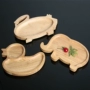 Hình dạng động vật khay ngỗng vịt hình hình gỗ sồi rắn tấm tròn khay cao su gỗ tấm trái cây bằng gỗ với máng - Tấm khay gỗ decor
