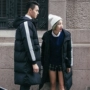 Áo khoác dài cotton mùa đông cho học sinh mặc áo khoác cotton quá khổ đầu gối Bánh mì Hàn Quốc những người yêu thích áo khoác đôi áo thun nam