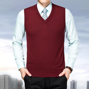 Mùa thu và mùa đông mới trung niên của nam giới cashmere vest V-Cổ kích thước lớn len vest trung niên áo len vest áo len