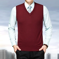 Mùa thu và mùa đông mới trung niên của nam giới cashmere vest V-Cổ kích thước lớn len vest trung niên áo len vest áo len vest nam cao cấp