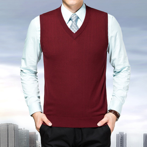 Mùa thu và mùa đông mới trung niên của nam giới cashmere vest V-Cổ kích thước lớn len vest trung niên áo len vest áo len vest nam cao cấp