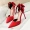Phiên bản Hàn Quốc của giày cao gót nữ ngọt ngào với giày cao gót nông miệng mũi nhọn bằng lụa satin rỗng với một đôi dép