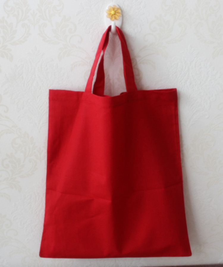 红色外贸日韩空白纯色帆布单肩包女袋棉手绘涂鸦手提包DIY环保购物袋