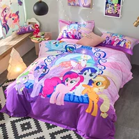 Công chúa phong cách tùy chỉnh 3D Xiaoma Baoli MyLittlePony cotton bốn mảnh chăn bông satin - Bộ đồ giường bốn mảnh bộ ga trải giường everon