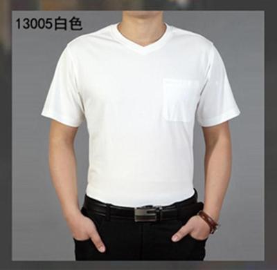 Mùa hè trung niên nam ngắn tay t-shirt vòng cổ bông kích thước lớn lỏng màu rắn phần mỏng trung niên cha đầm áo sơ mi Áo phông ngắn