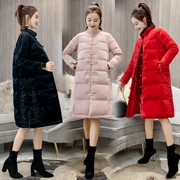 Áo khoác chống mùa nữ 2019 mẫu mới nổ khóa thêu trong phần dài của áo khoác nữ màu đỏ ấm áp kiểu Trung Quốc - Xuống áo khoác