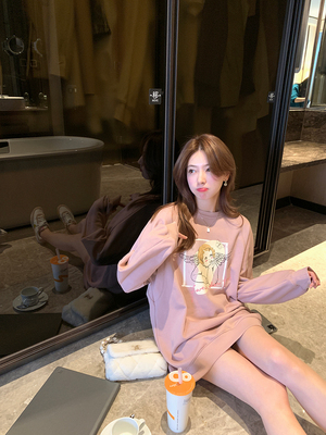 taobao agent Retro spring sweatshirt, long jacket, Korean style, western style, long sleeve, mid-length