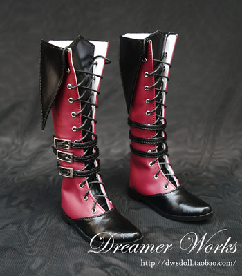 taobao agent SD BJD doll shoes 4 minutes 3 points SD17 black and red long boots handsome boots 1/4,1/3, uncle