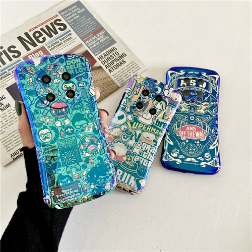 Graffiti Blu -ray Applicable Huawei Mate40pro Case Mobile Phone Case nova7pro All -Inclusive Honor 30pro Cartoon Soft Shell