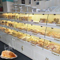 Tủ bánh mì dọc trong suốt nướng hiển thị giá di động đảo loại cửa hàng giấy kệ trưng bày tủ ngang tủ trưng bày tiệm tóc