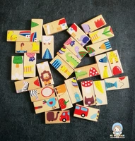 Xuất khẩu động vật Solitaire Dominoes 28 cái của trẻ em giáo dục sớm đồ chơi giáo dục kết hợp khối xây dựng câu đố bằng gỗ đồ chơi domino giáo dục