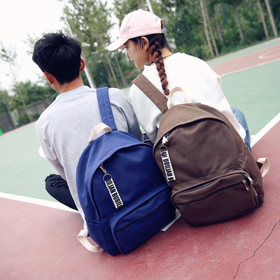 复古文艺帆布背包女韩国原宿风纯色双肩包小清新书包中学生旅游包