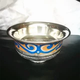 Монгольская монгольская имитация имитация Серебряная чаша диаметр 10 см из нержавеющей стали сцены
