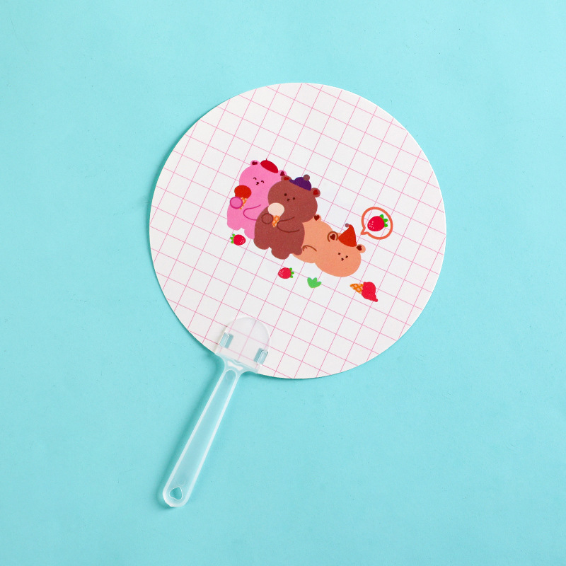 Bearsummer cool and refreshing originality Cartoon hold Small fan With you Portable Small round fan lovely Mini children Hand shake Fan