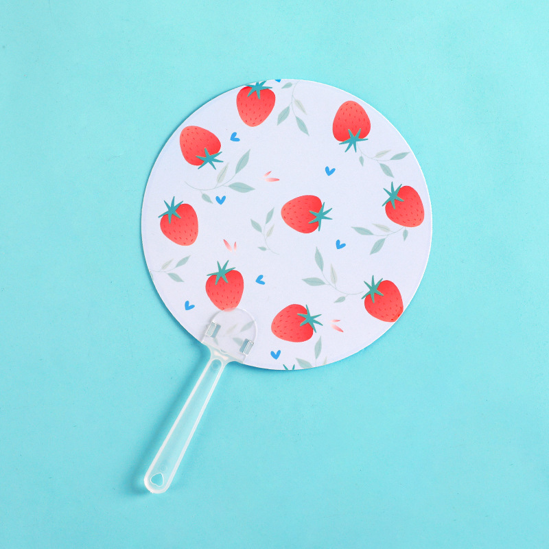 Strawberrysummer cool and refreshing originality Cartoon hold Small fan With you Portable Small round fan lovely Mini children Hand shake Fan