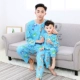 Bộ đồ ngủ bằng lụa cotton mùa hè bé trai dài tay siêu mỏng cho bé bộ đồ cotton lụa mùa hè quần áo điều hòa không khí bố mẹ mặc - Trang phục dành cho cha mẹ và con