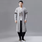 Tranh viền đôi mới áo choàng cổ nam thời trang retro phong cách Trung Quốc trang phục dài phần - Trang phục dân tộc