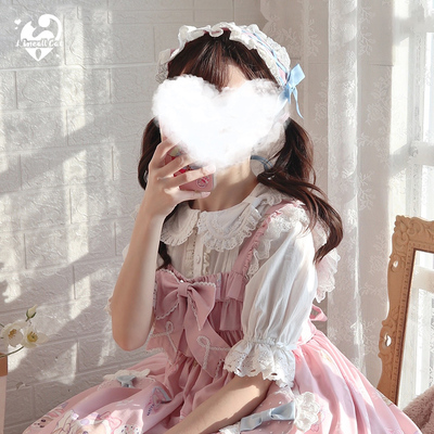 taobao agent Betty bubbles with original lolita bow collar lace cute short -sleeved Lolita cotton shirt spring and autumn