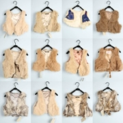 Vintage vintage Nhật Bản lông thỏ cỏ vest lạc đà mùa thu và mùa đông clip của phụ nữ áo khoác ngắn vest 17-5