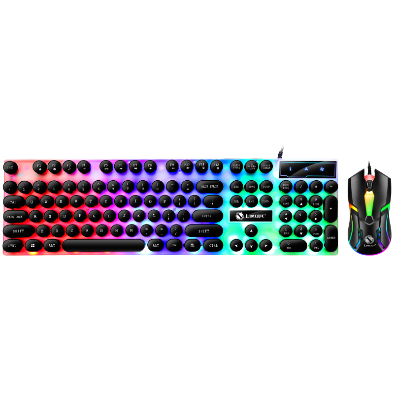 Gtx300 Punk BlackLimei GTX300 keyboard mouse suit Punk Retro luminescence Backlight game USB wired suspension Key mouse cover