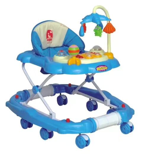 Standard Blue + Foot Pad (Rocking Horse)2021 baby carriage Boys and girls Walkers newborn bb baby walk vehicle child With music Starting car