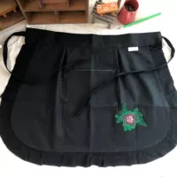 Черный хлопковый фартук, милая юбка в складку, в корейском стиле, с вышивкой