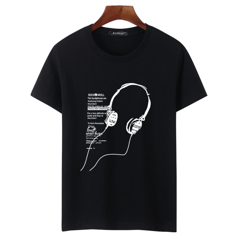 Long Line Headset Blacknew pattern personality Chinese style Dragon printing Crew neck man Short sleeve T-shirt easy Big size cotton summer Fat guy men's wear Tide t