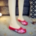 Giày vải Bắc Kinh cổ nữ phong cách Trung Quốc dốc nhỏ với giày của phụ nữ giày nhảy vuông quốc gió thêu dép có dây buộc phía dưới bán giày dép nữ online Dép