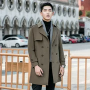 Áo khoác len nam AEMAPE nam mùa thu và mùa đông dài Han Feng Nizi áo khoác gió hai mặt giản dị - Áo len